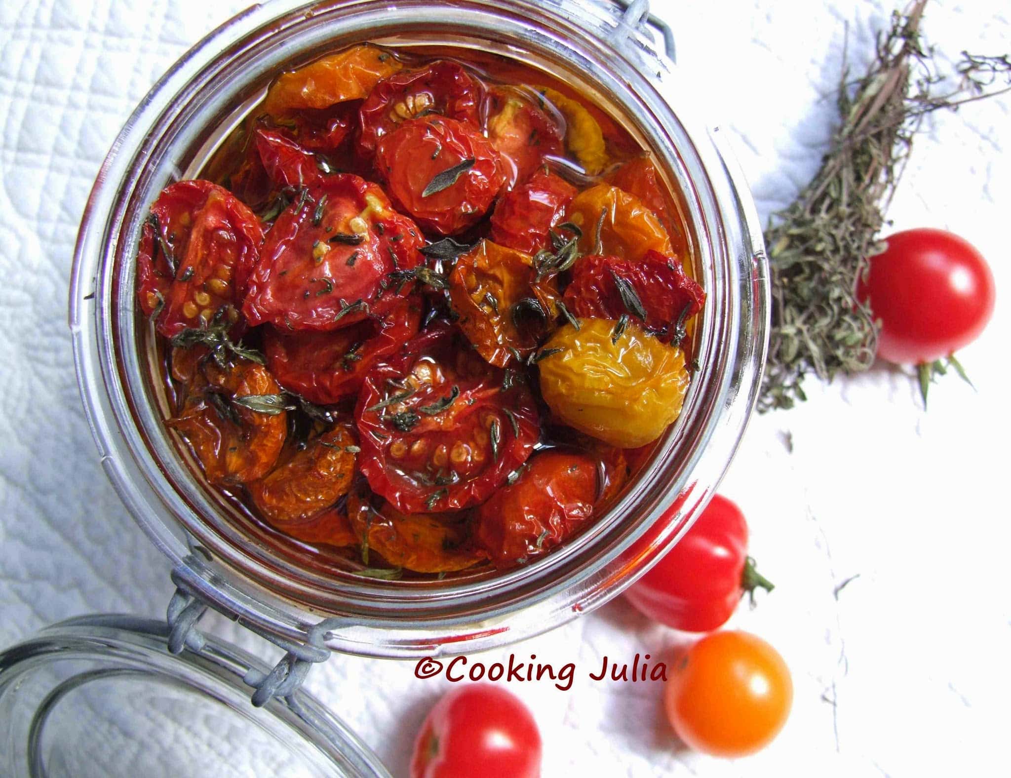 Tomates cerises confites marinées à l’huile d’olive