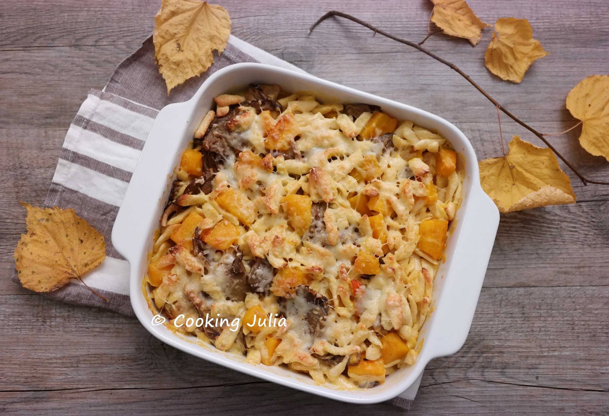 SPÄTZLE GRATINÉES AU POTIMARRON ET CHAMPIGNONS