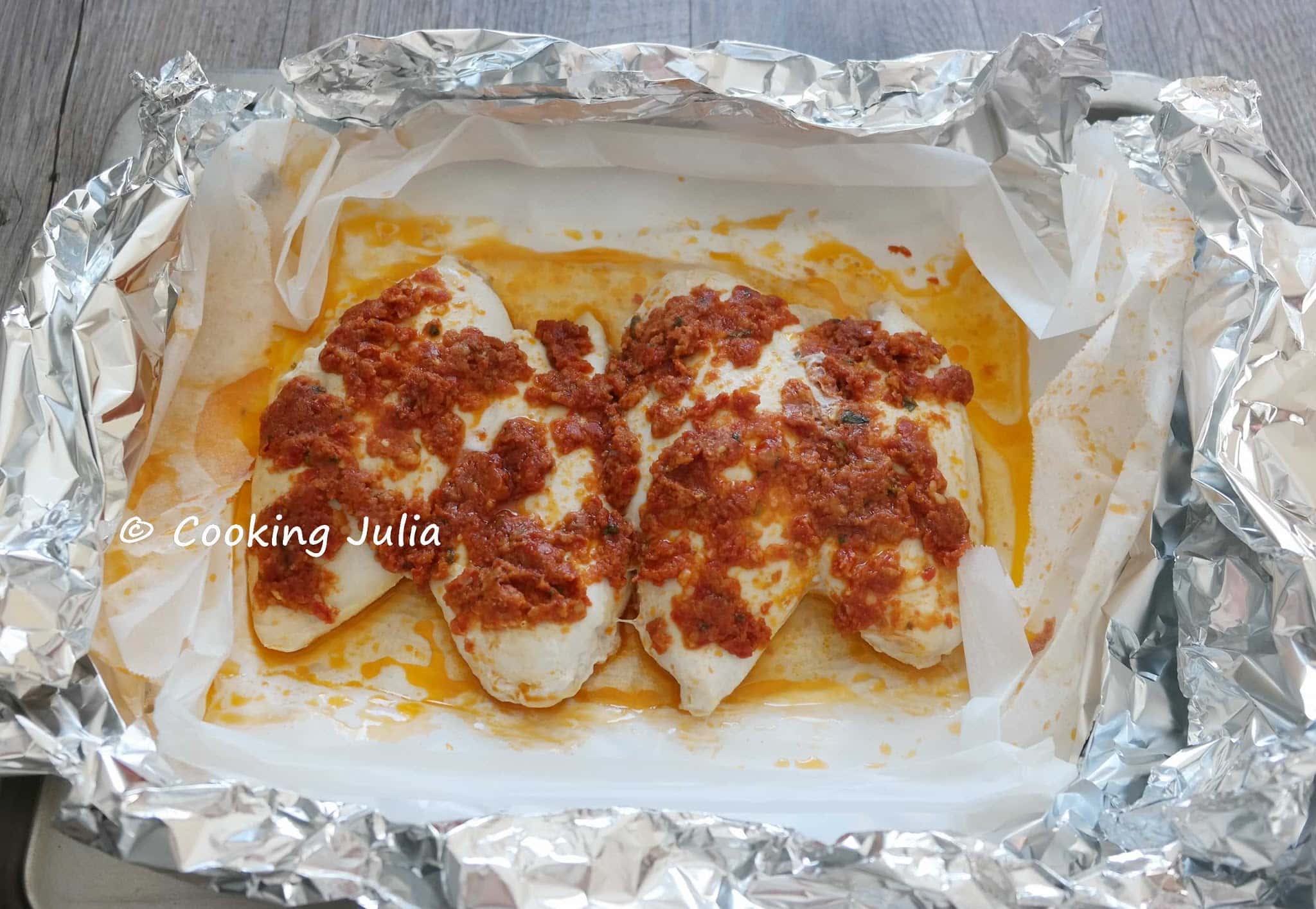PAPILLOTE DE POULET AU PESTO ROSSO