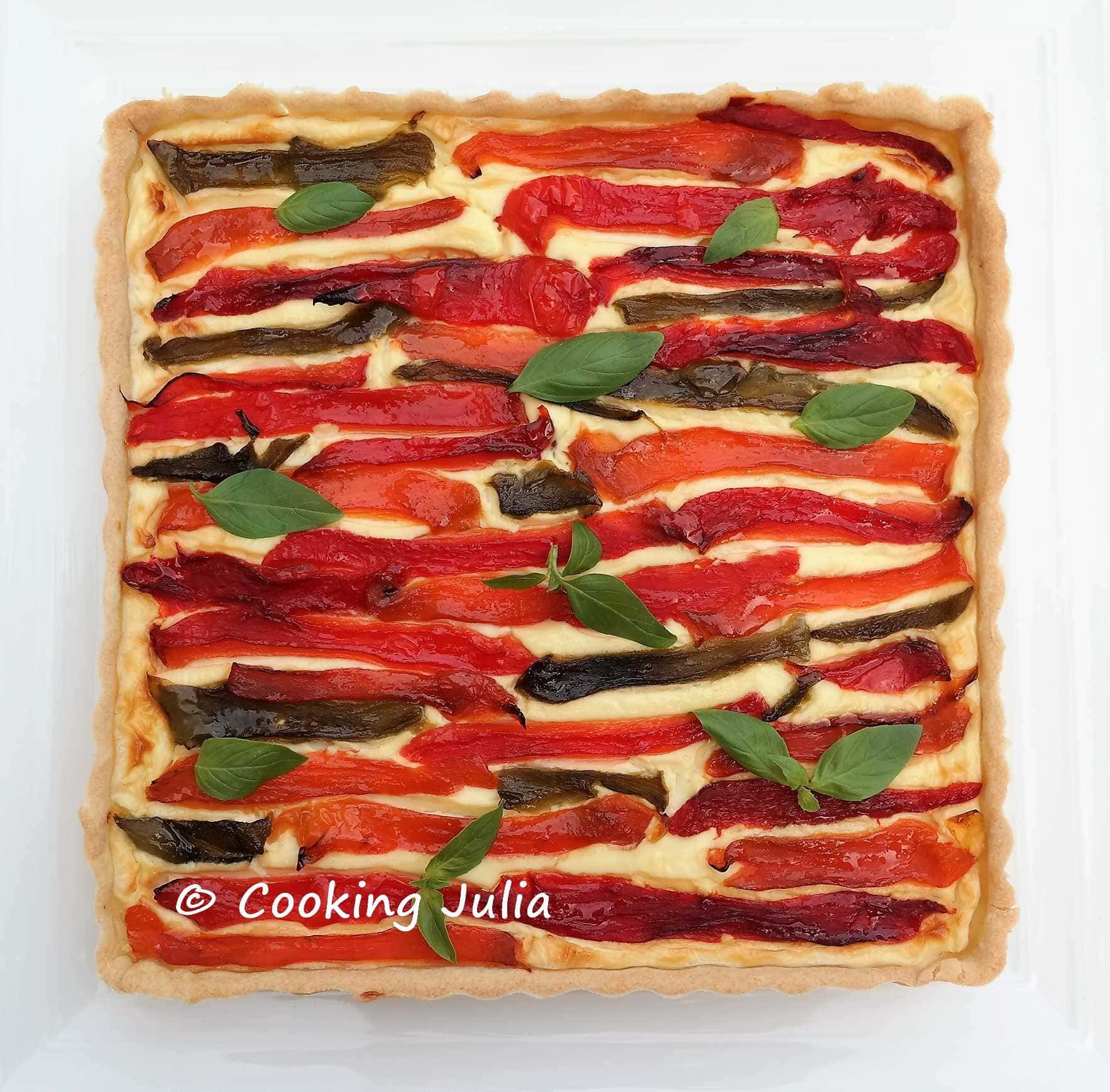 TARTE CRÉMEUSE AU CHÈVRE ET POIVRONS