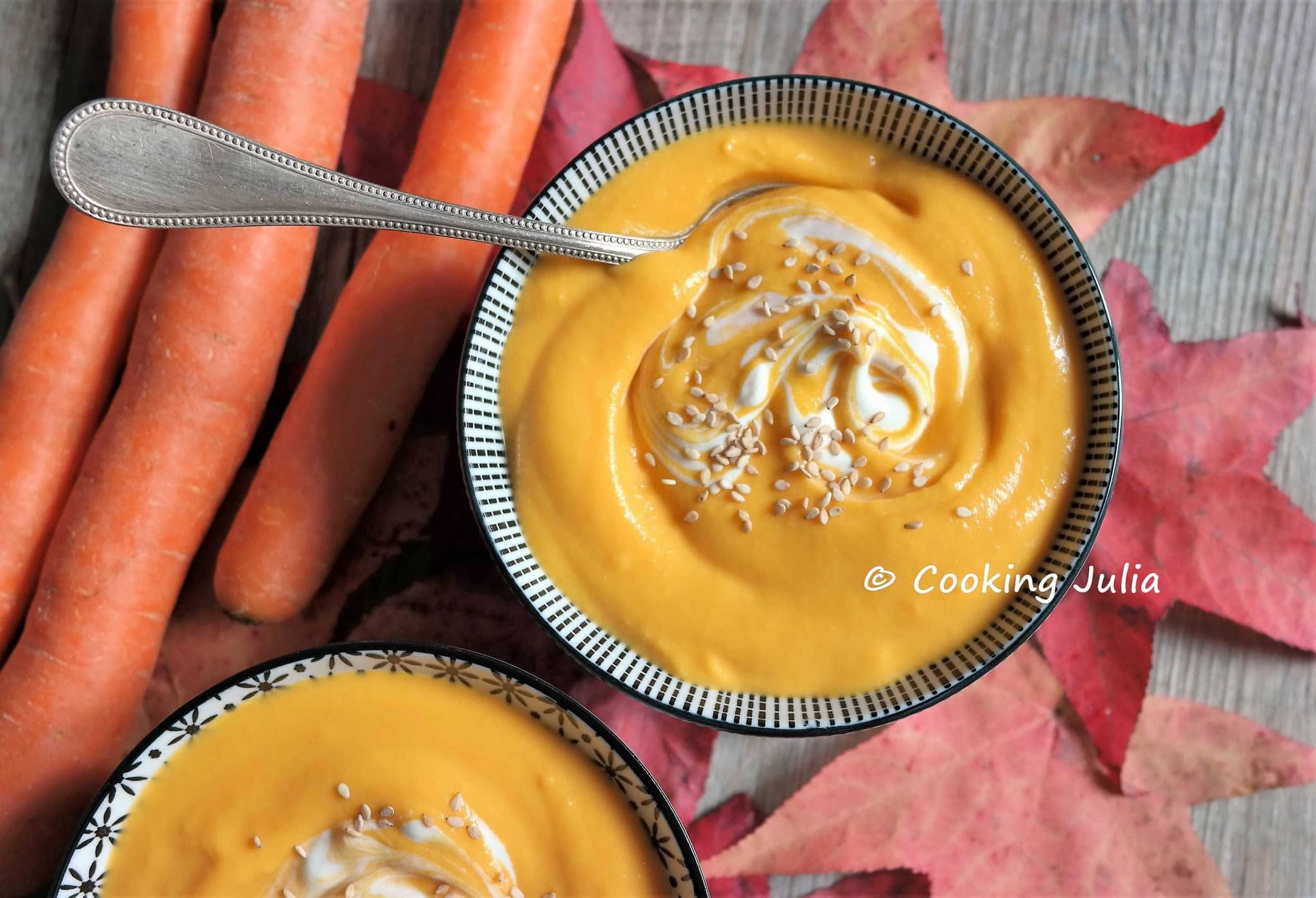 VELOUTÉ DE CAROTTE ET PATATE DOUCE AU LAIT DE COCO