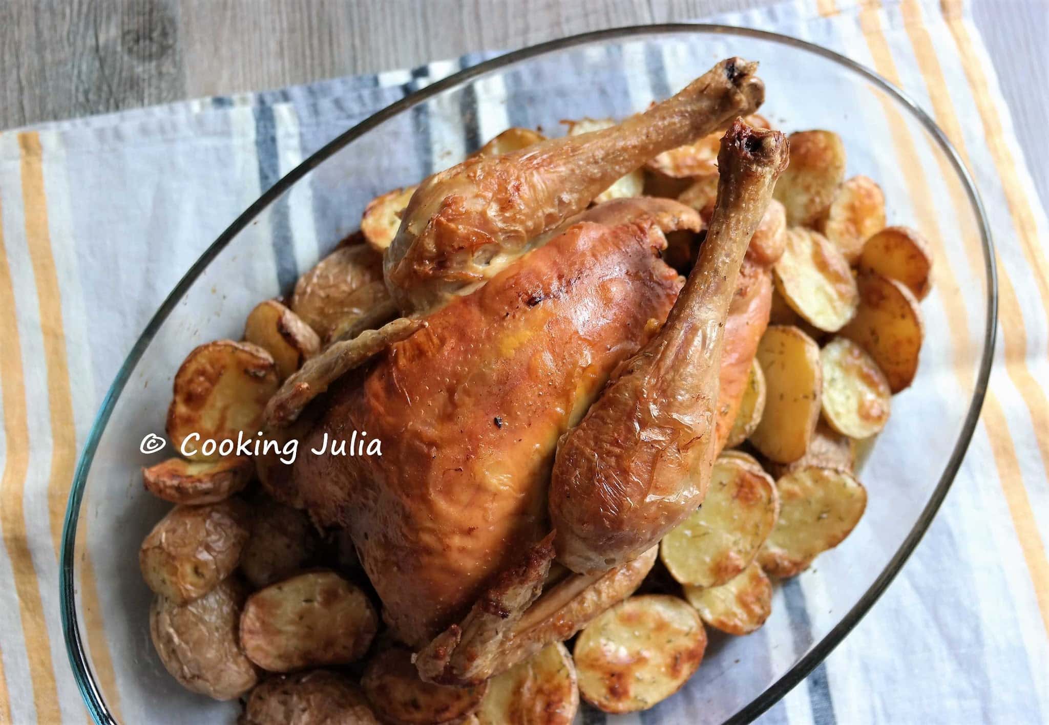 POULET RÔTI ET POMMES DE TERRE
