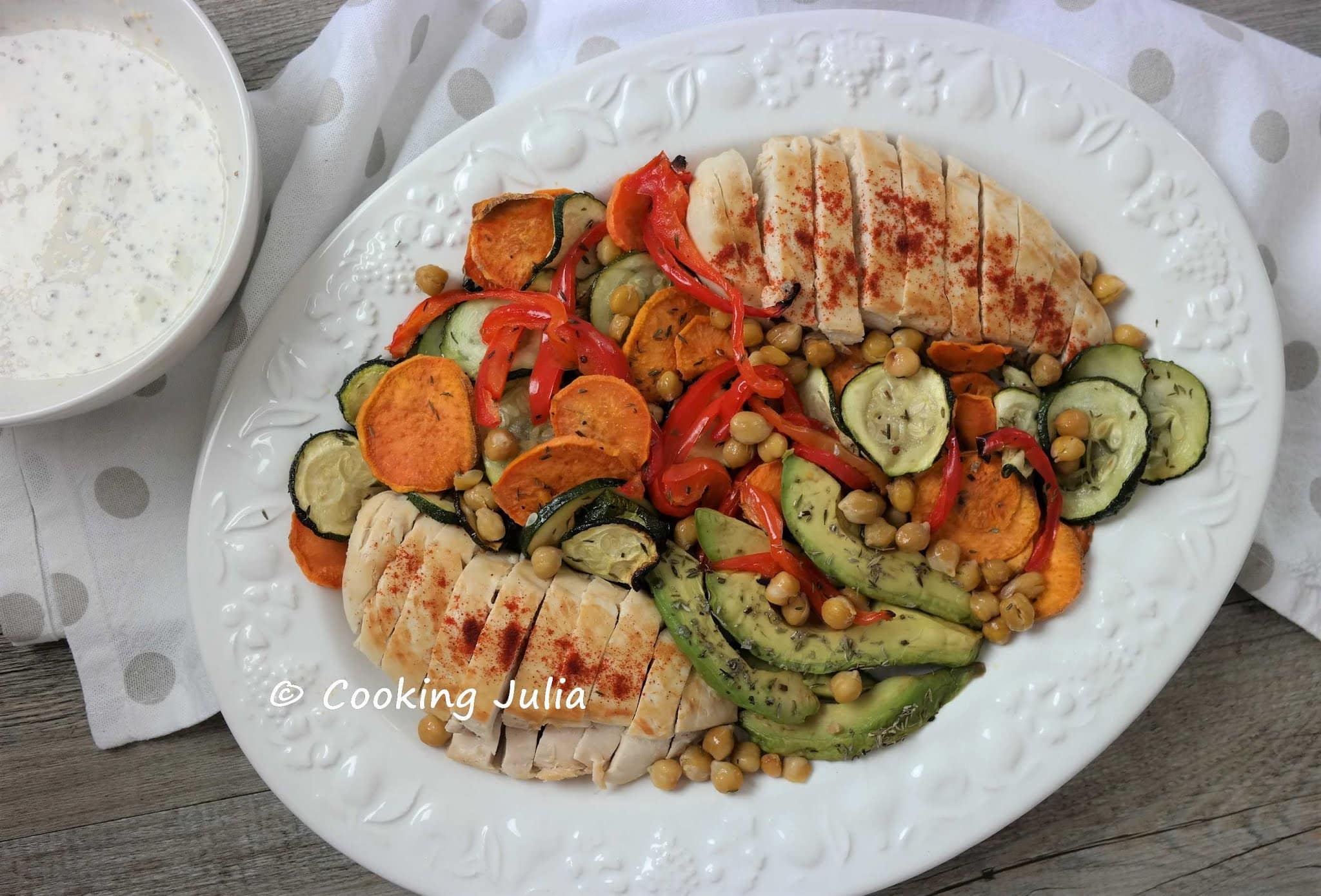 SALADE TIÈDE DE LÉGUMES RÔTIS AU POULET
