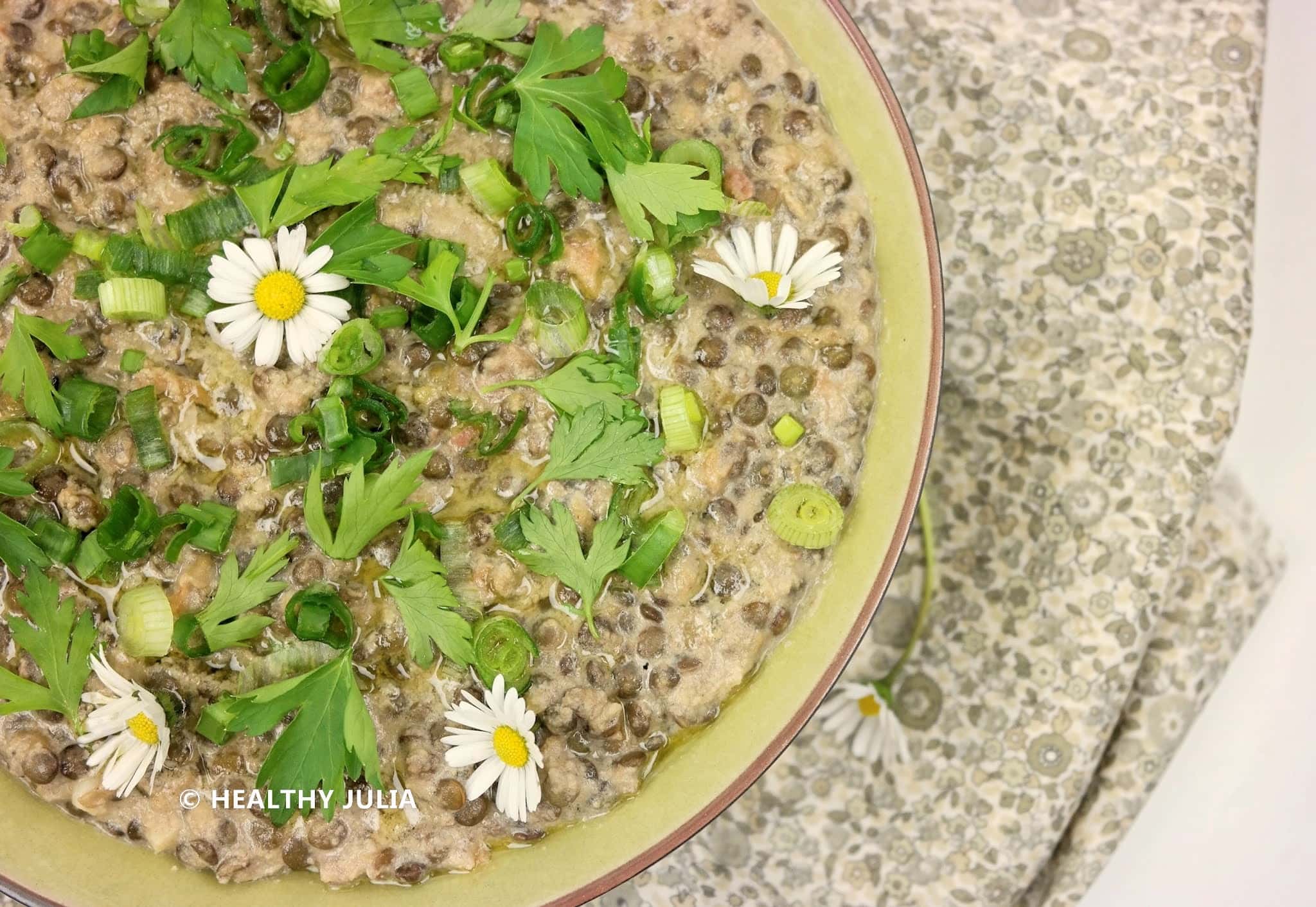 LENTILLES VERTES AU TAHIN
