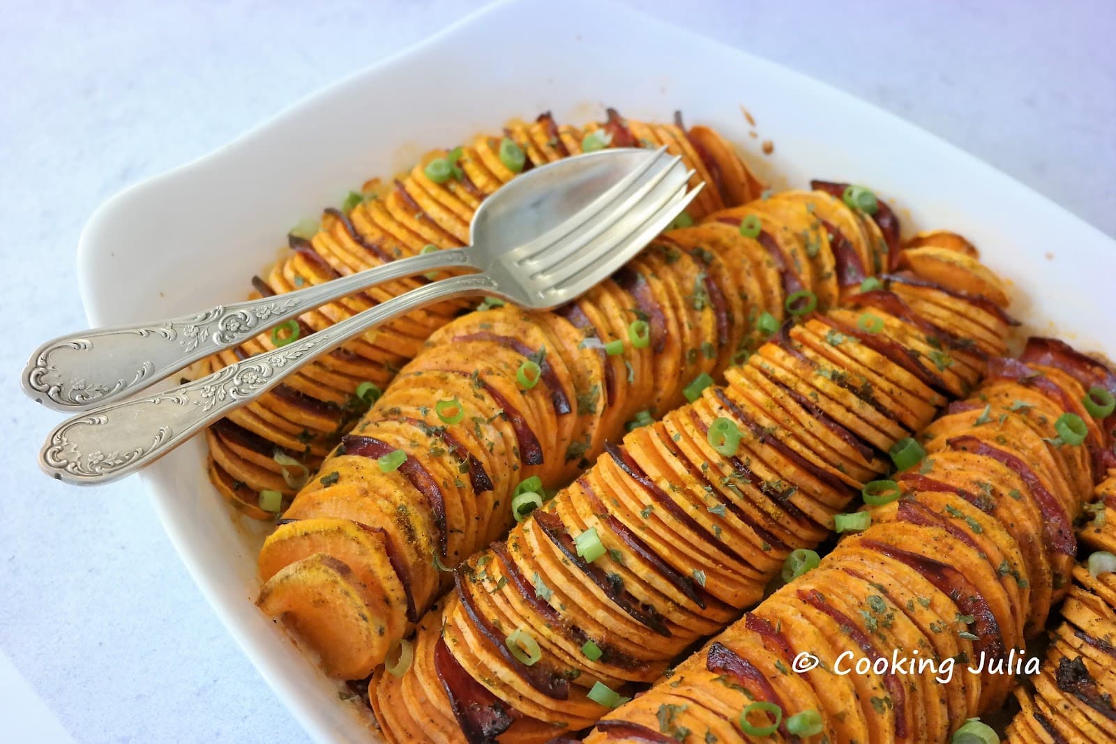 PATATES DOUCES HASSELBACK AU CHORIZO