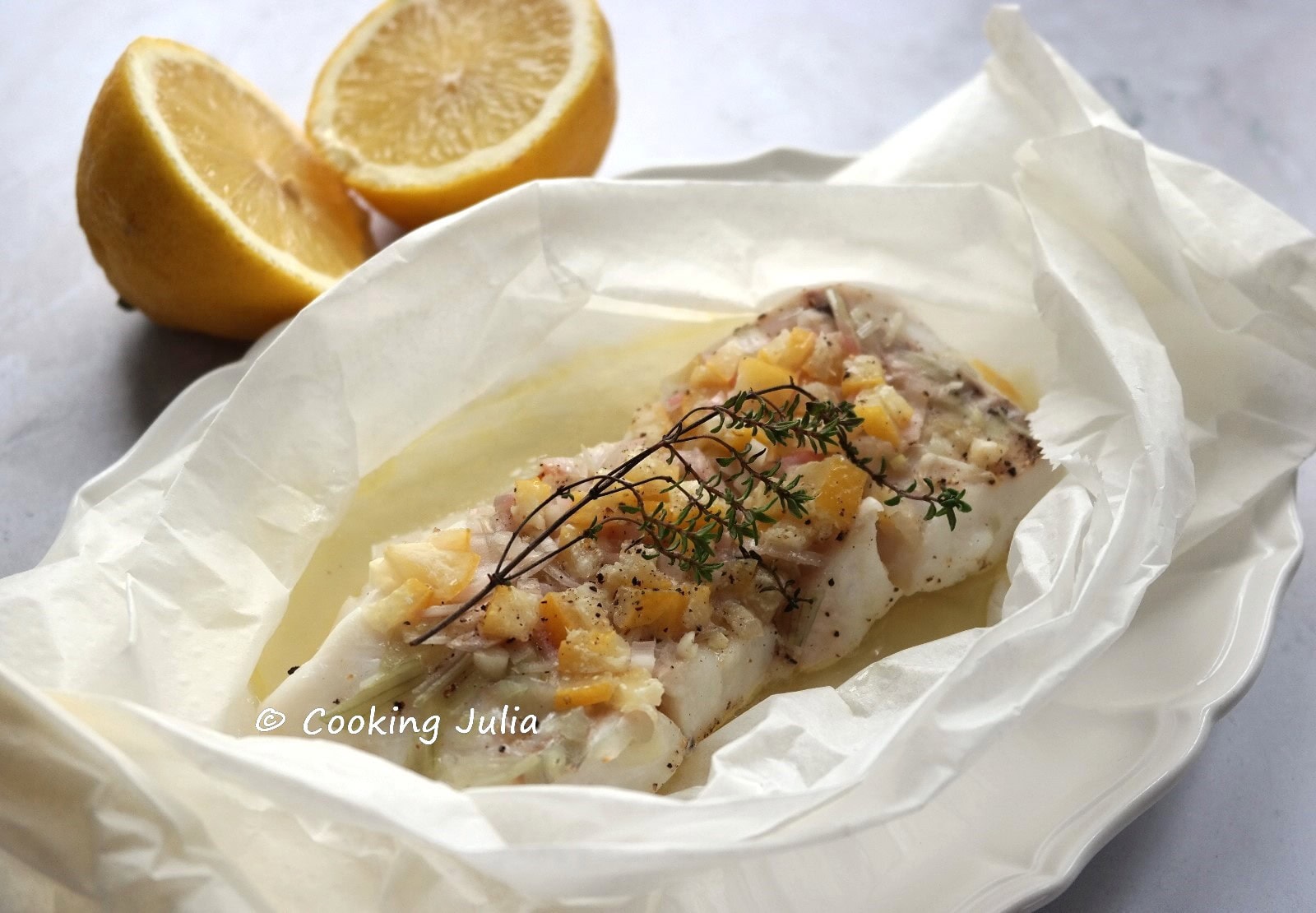 PAPILLOTE DE CABILLAUD AU CITRON CONFIT
