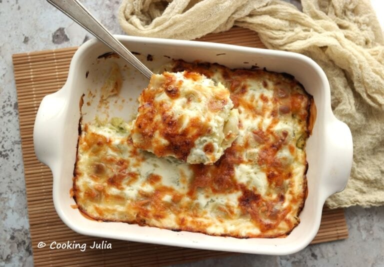 Gratin de ravioles au chou frisé