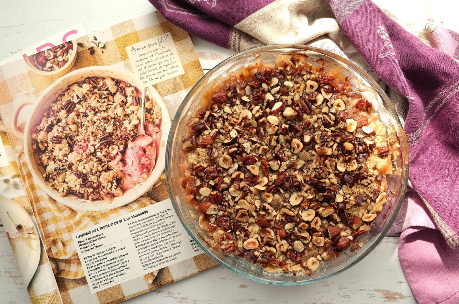 Crumble de fruits secs à la rhubarbe