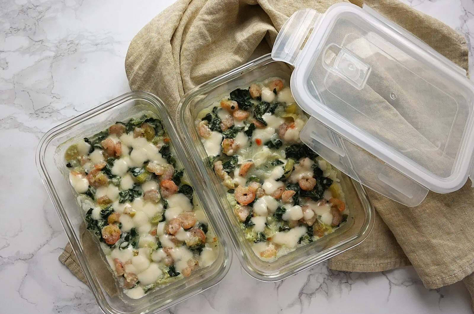 Riz aux crevettes et aux épinards (meal prep)