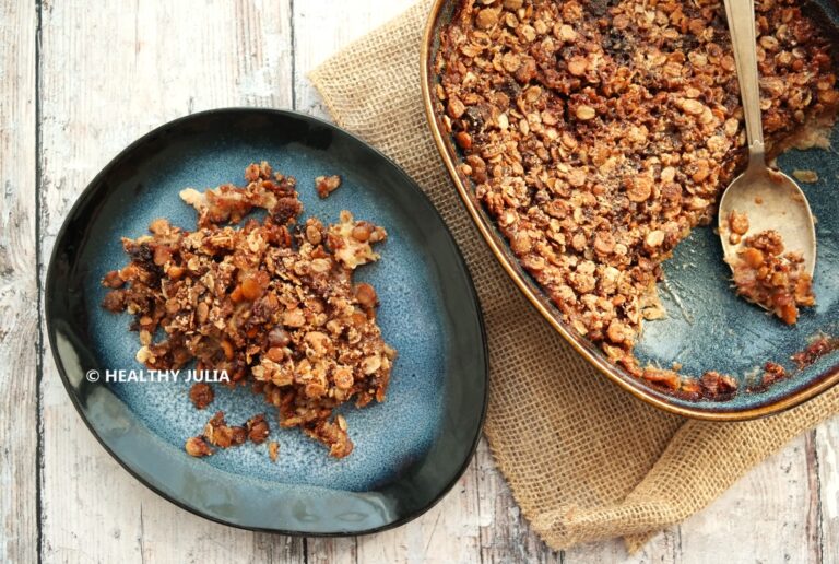 Crumble protéiné banane et chocolat